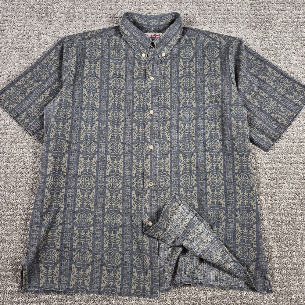 Reyn Spooner Alfred Shaheen Shirt Mens XL Gray Aloha Hawaiian Button down